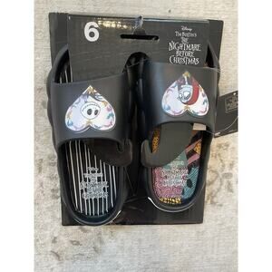 Disney The Nightmare Before Christmas Jack‎ And Sally Women's Slides Size 6 NEW